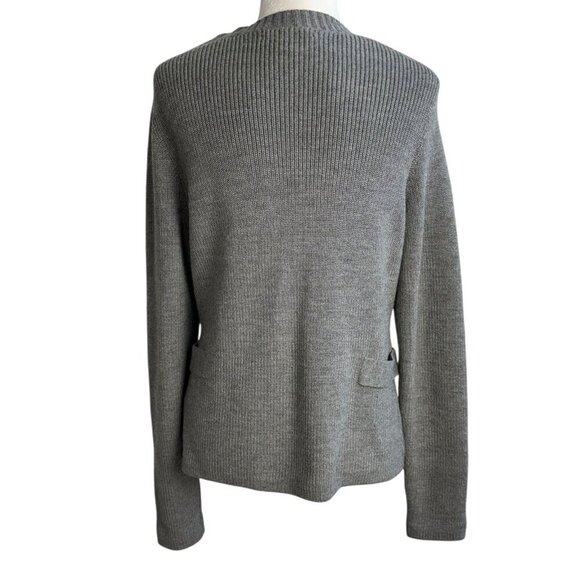 Banana Republic Gray Merino WOOL Double Breasted Cardigan Sweater *FLAW Size L - Picture 9 of 9